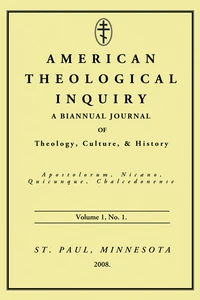 Cover of American Theological Inquiry, Volume One, Issue One