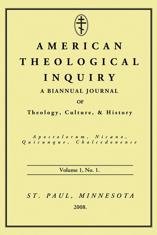 Cover of American Theological Inquiry, Volume One, Issue One