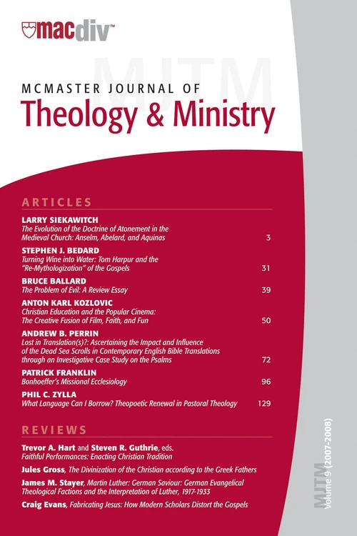 Cover of McMaster Journal of Theology and Ministry: Volume 9