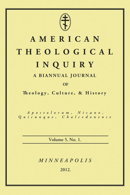 Cover of American Theological Inquiry, Volume Five, Issue One