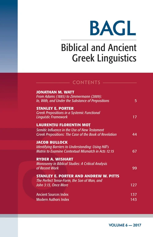 Cover of Biblical and Ancient Greek Linguistics, Volume 6