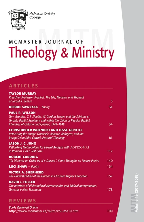 Cover of McMaster Journal of Theology and Ministry: Volume 19, 2017–2018