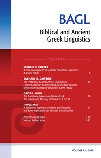 Cover of Biblical and Ancient Greek Linguistics, Volume 8