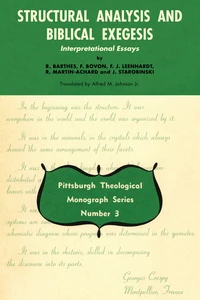 Cover of Structural Analysis and Biblical Exegesis