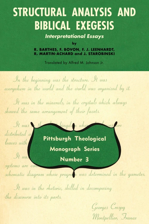 Cover of Structural Analysis and Biblical Exegesis