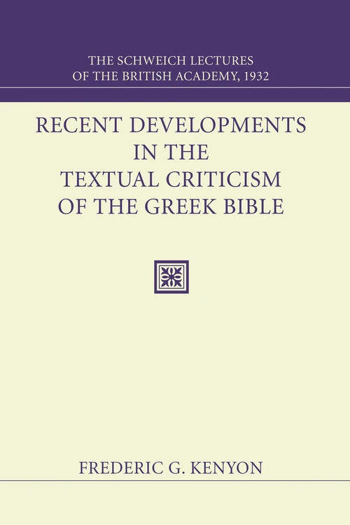 Cover of Recent Developments in the Textual Criticism of the Greek Bible