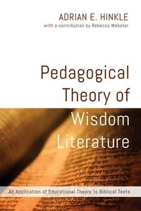 Cover of Pedagogical Theory of Wisdom Literature