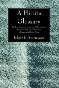 Cover of A Hittite Glossary