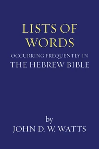 Cover of Lists of Words Occurring Frequently in the Hebrew Bible
