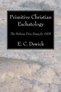 Cover of Primitive Christian Eschatology