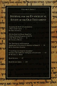 Cover of Journal for the Evangelical Study of the Old Testament, 4.1