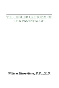 Cover of The Higher Criticism of the Pentateuch