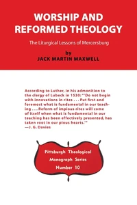 Cover of Worship and Reformed Theology