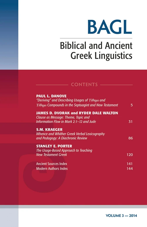 Cover of Biblical and Ancient Greek Linguistics, Volume 3