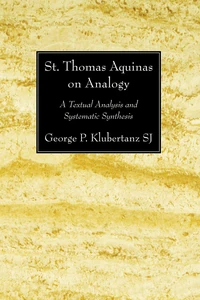 Cover of St. Thomas Aquinas on Analogy