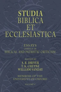 Cover of Studia Biblica et Ecclesiastica, 5 Volumes