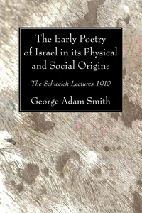 Cover of The Early Poetry of Israel in its Physical and Social Origins