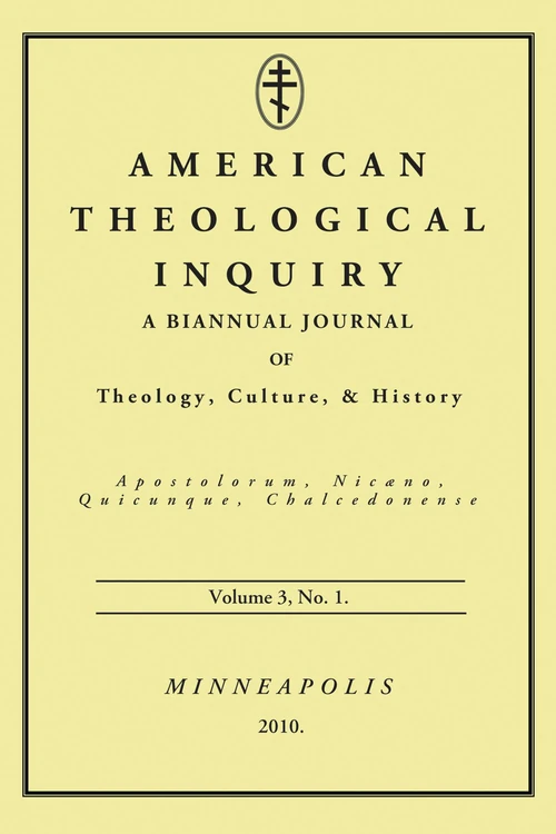 Cover of American Theological Inquiry, Volume Three, Issue One