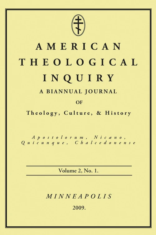Cover of American Theological Inquiry, Volume Two, Issue One