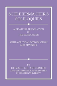 Cover of Schleiermacher's Soliloquies