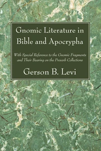 Cover of Gnomic Literature in Bible and Apocrypha
