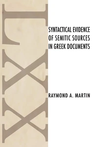 Cover of Syntactical Evidence of Semitic Sources in Greek Documents