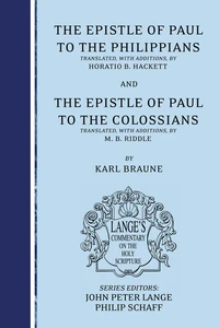 Cover of The Epistle of Paul to the Philippians and Colossians