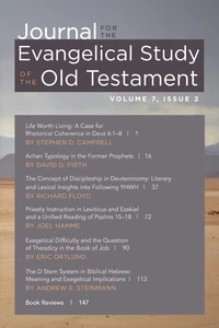 Cover of Journal for the Evangelical Study of the Old Testament, 7.2