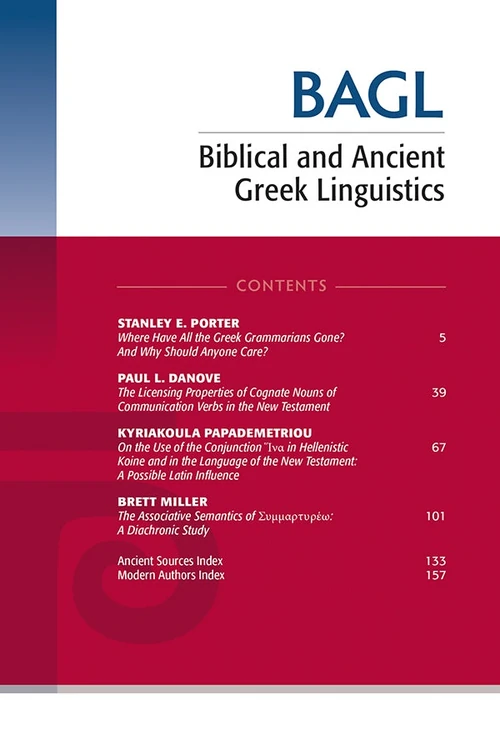 Cover of Biblical and Ancient Greek Linguistics, Volume 9