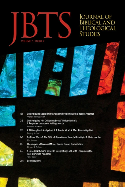 Cover of Journal of Biblical and Theological Studies, Issue 7.2