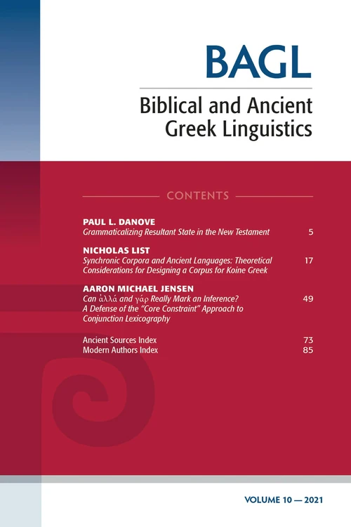 Cover of Biblical and Ancient Greek Linguistics, Volume 10